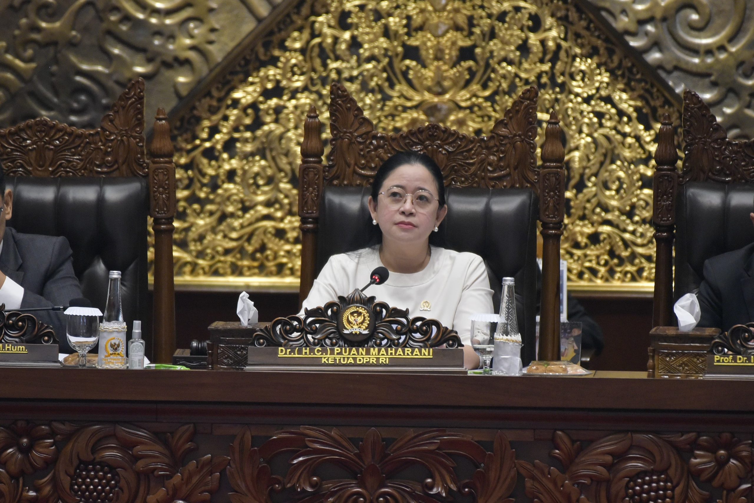 Ketua DPR RI Puan Maharani, saat memimpin Rapat Paripurna di Gedung Nusantara II, DPR RI, Senayan, Jakarta, Selasa (15/10/2024)