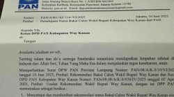 PAN Usulkan Resmen Kadapi dan Galang Rahman Jadi Calon Wakil Bupati Way Kanan